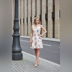 City Triangles Cream and Pink Floral Mini Dress